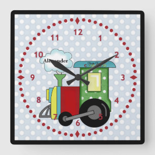 Reloj Cuadrado Choo Choo Train Nursery Wall Clock