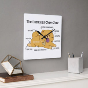 RELOJ CUADRADO CHOW ILUSTRADO