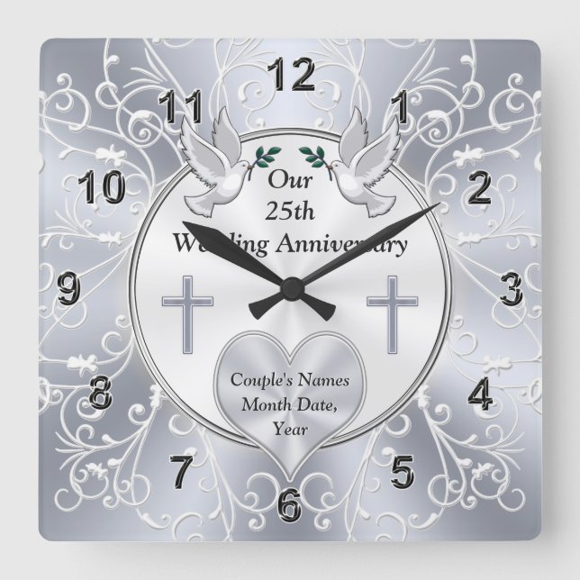 Reloj Cuadrado Christian, regalo de 25 años de Boda,  (Anverso)
