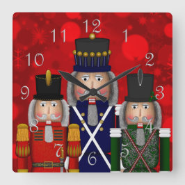 Reloj Cuadrado Christmas Nutcracker Trio-Square Wall Clock