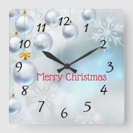 Reloj Cuadrado christmas ornaments and snowflakes 