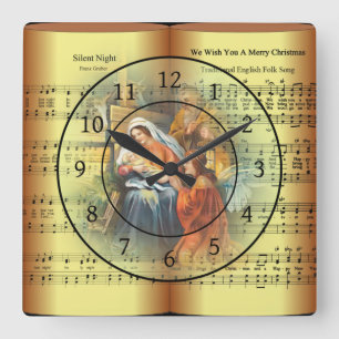 Reloj Cuadrado Christmas Sheet Music ~ The Holy Family ~ Angel ~ 