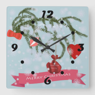 Reloj Cuadrado Christmas Square Wall Clock