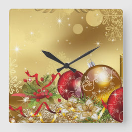 Reloj Cuadrado christmas traditional emblems