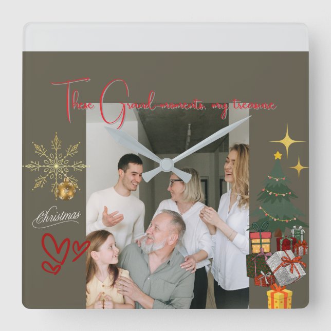 Reloj Cuadrado Christmas With Grandparents (Anverso)