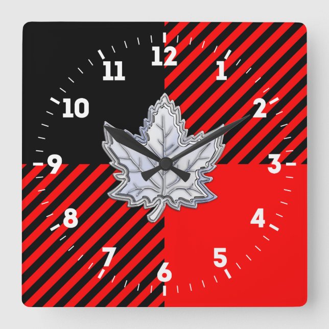 Reloj Cuadrado Chrome Like Maple Leaf on Buffalo Check on a (Anverso)