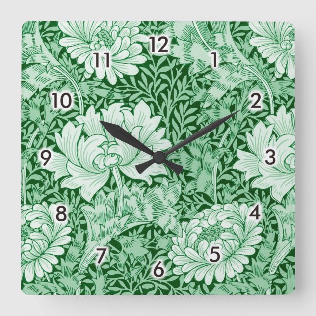 Reloj Cuadrado Chrysanthemum Green, William Morris (Anverso)
