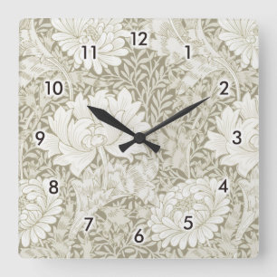 Reloj Cuadrado Chrysanthemum Ivory, William Morris