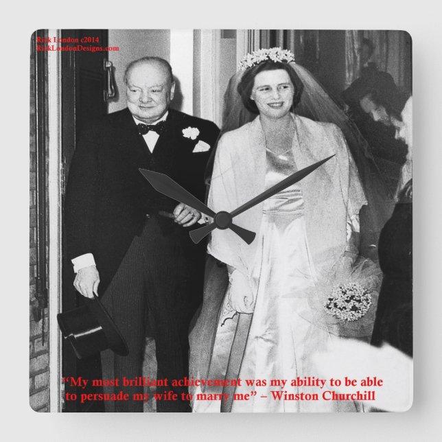 Reloj Cuadrado Churchill & Famous Marriage Quote Wall Clock (Anverso)