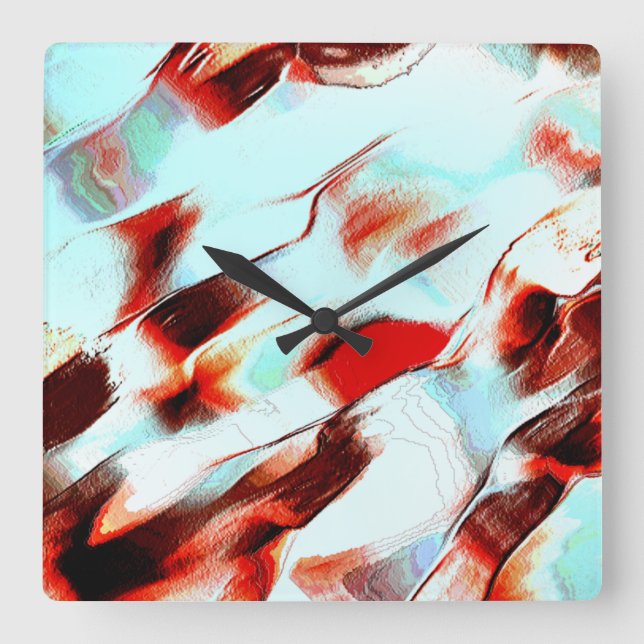 Reloj Cuadrado Cian de luz dura y rojo fuerte (Anverso)