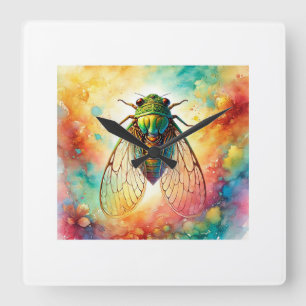 Reloj Cuadrado Cicada in watercolor 160724AREF227 - Watercolor