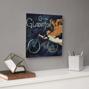 Reloj Cuadrado Ciclos Gladiator, Arte Nouveau Victoriano Antiguo