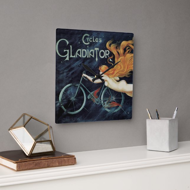 Reloj Cuadrado Ciclos Gladiator, Arte Nouveau Victoriano Antiguo (Oficina)