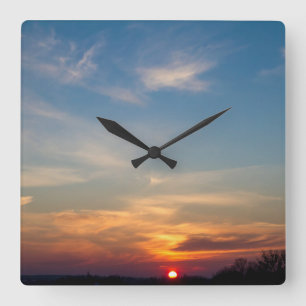 Reloj Cuadrado Cielo de atardecer de invierno