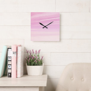 Reloj Cuadrado Cielo de Ensueño Rosa Suave 1