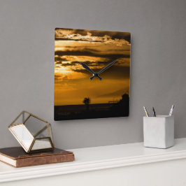 Reloj Cuadrado Cielo dorado