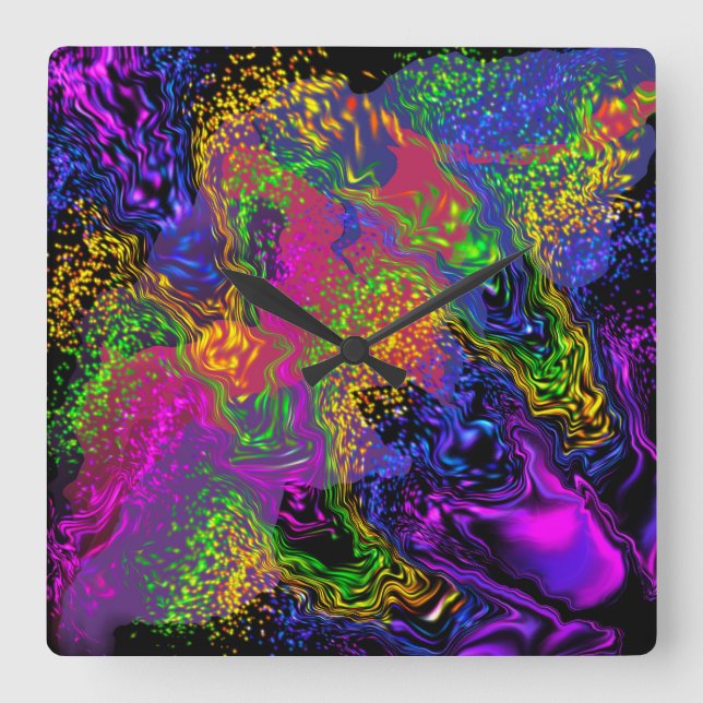 Reloj Cuadrado Cielo Espacial Bajo El Agua (Anverso)