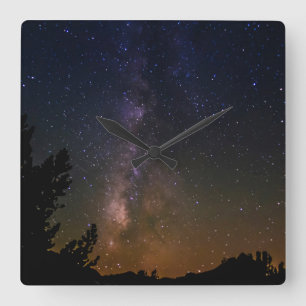 Reloj Cuadrado Cielo nocturno de la Vía Láctea, California