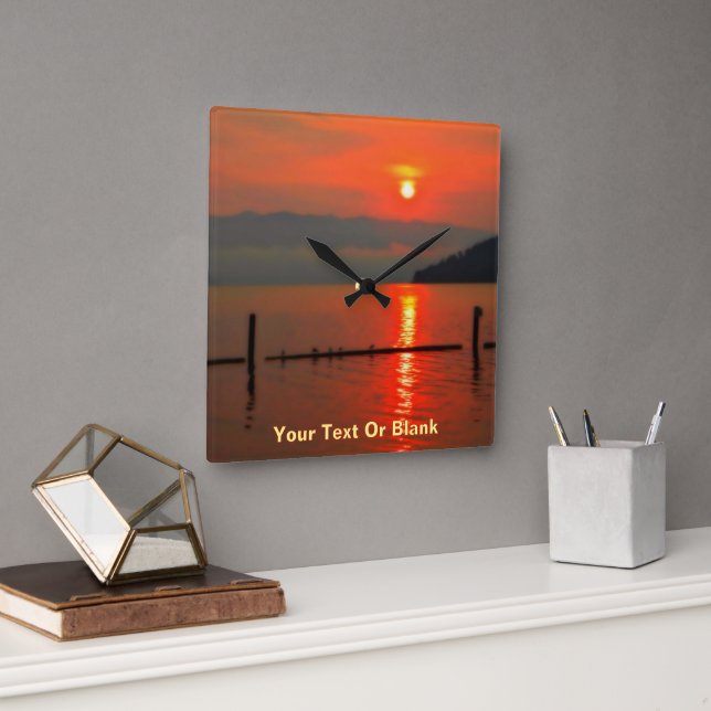 Reloj Cuadrado Cielo Rojo Por La Mañana (Oficina)