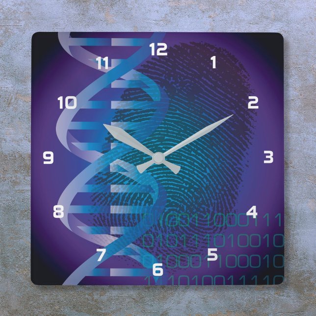 Reloj Cuadrado Ciencia médica de huellas digitales de ADN (DNA Fingerprint Medical Science Square Wall Clock)