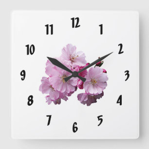 Reloj Cuadrado Cierre de flores de cerezo