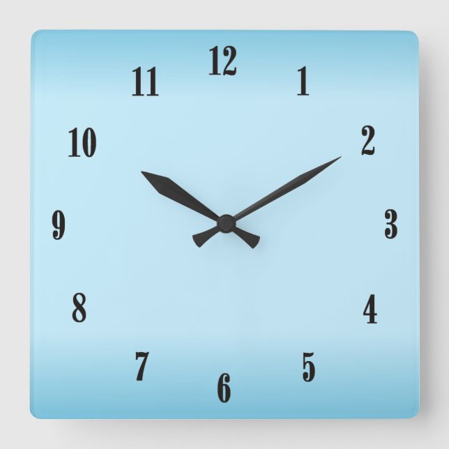 Reloj Cuadrado Cifras azules en negro (Anverso)