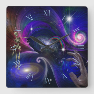 Reloj Cuadrado Cifras esqueléticas en cosmos