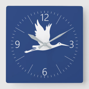 Reloj Cuadrado Cigüeña blanca voladora