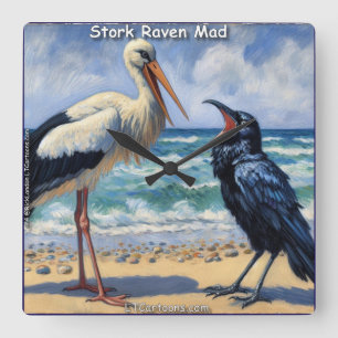 Reloj Cuadrado Cigüeña Cuervo Loca – Charla de Aves de Playa
