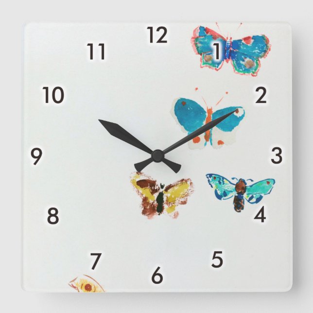 Reloj Cuadrado Cinco mariposas, Redon (Anverso)
