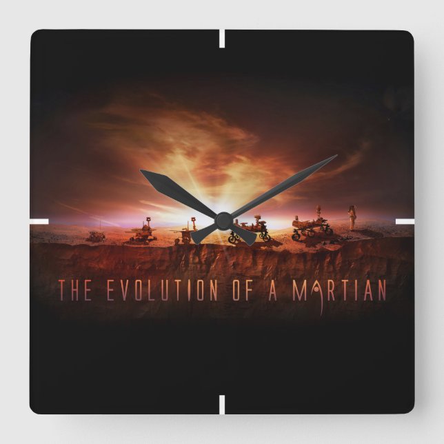 Reloj Cuadrado Cinco Rovers De Marte Exitosos (Anverso)