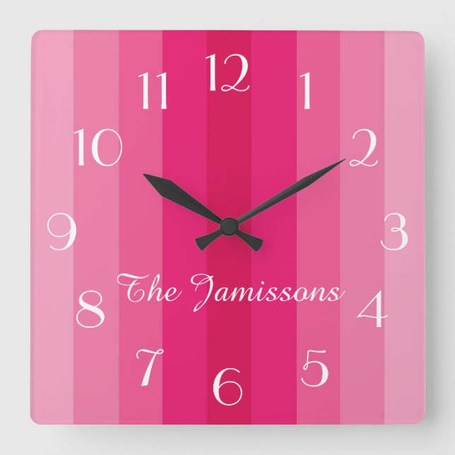 Reloj Cuadrado Cinco sombras de rosa, reloj, personalizado (Anverso)