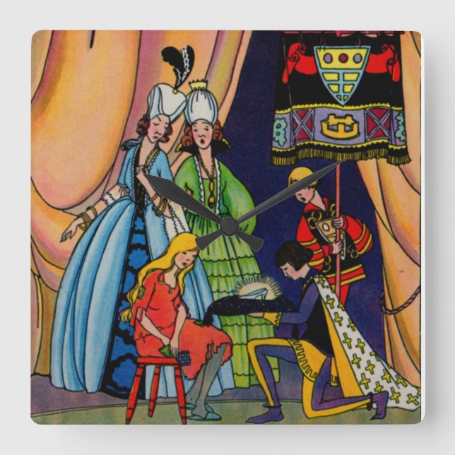 Reloj Cuadrado Cinderella, the prince and the glass slipper (Anverso)