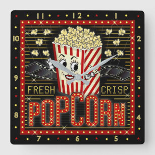 Reloj Cuadrado Cine de cine Marquee Home Popcorn