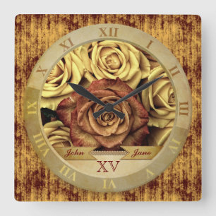Reloj Cuadrado Cinta elegante hermosa del oro de los rosas