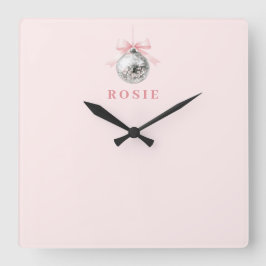 Reloj Cuadrado Cinta rosa Coquette Disco Ball personalizada
