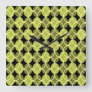 Reloj Cuadrado Circles on Circles - Green and Yellow