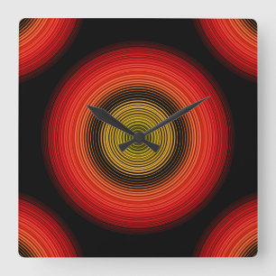 Reloj Cuadrado Circles - Red Yellow Black