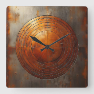 Reloj Cuadrado círculo de acero oxidado
