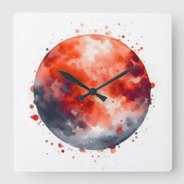 Reloj Cuadrado círculo de acuarela