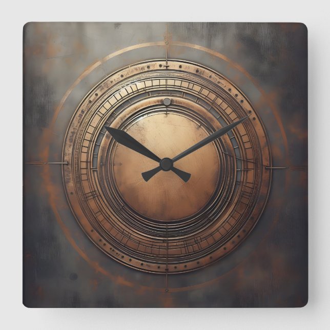 Reloj Cuadrado círculo de bronce antiguo (Anverso)