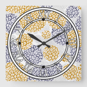 Reloj Cuadrado Círculos con estampado de piel de leopardo amarill