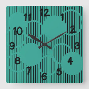 Reloj Cuadrado Círculos con lino turquesa