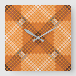 Reloj Cuadrado Círculos de color gris a marrón sobre naranja, for