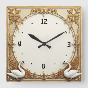 Reloj Cuadrado Cisne Art Déco