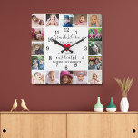 Reloj Cuadrado Cita de 16 nietos de marco de Collage de fotos mod<br><div class="desc">Reloj de collage de fotos con una frase sentimental de nietos -"Los nietos ocupan un lugar en nuestros corazones que nunca sabíamos que estaba vacío".
Personalice con fotos y nombres de nietos para que sea un regalo memorable para los abuelos.</div>