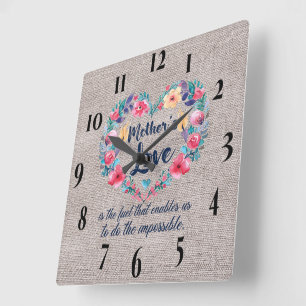 Reloj Cuadrado Cita de amor inspiradora/bella madre