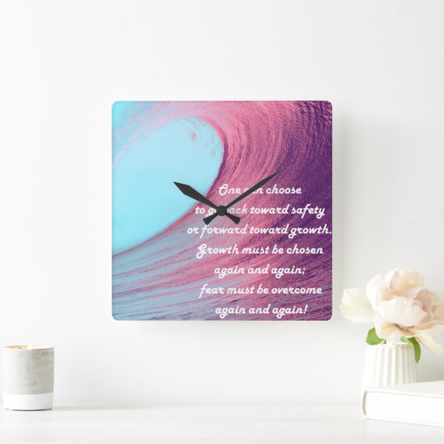 Reloj Cuadrado Cita de mentalidad de crecimiento (Hogar)