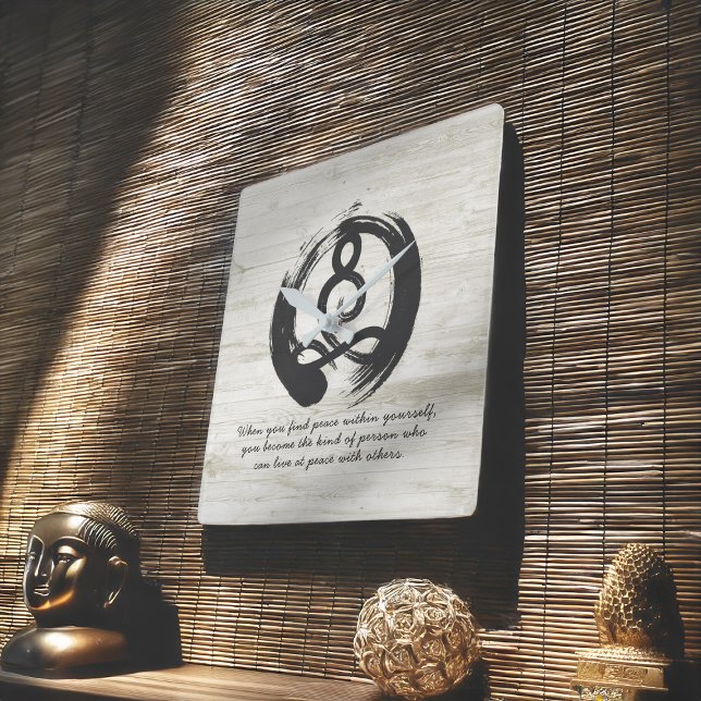 Reloj Cuadrado Citas del símbolo Zen Pose del instructor de yoga  (Subido por el creador)