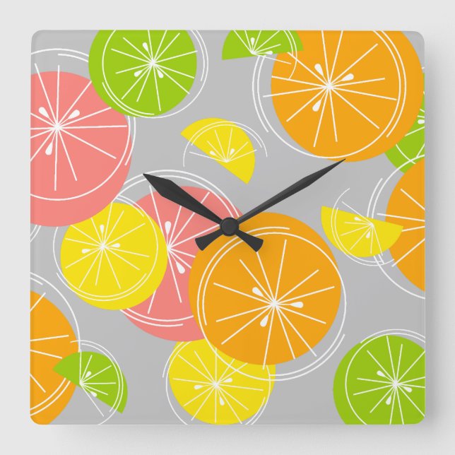 Reloj Cuadrado Citrus White clocknsquare grey (Anverso)